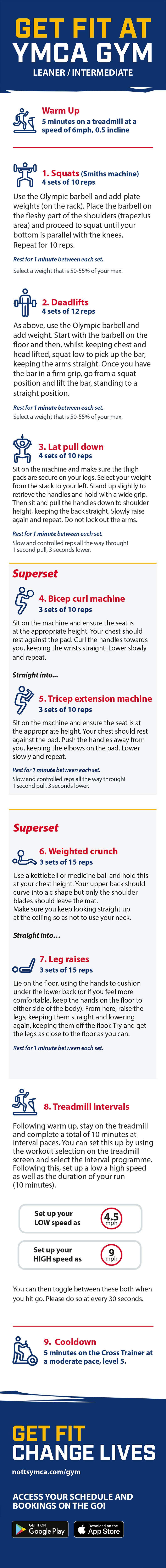 YMCA gym leaner workout programme